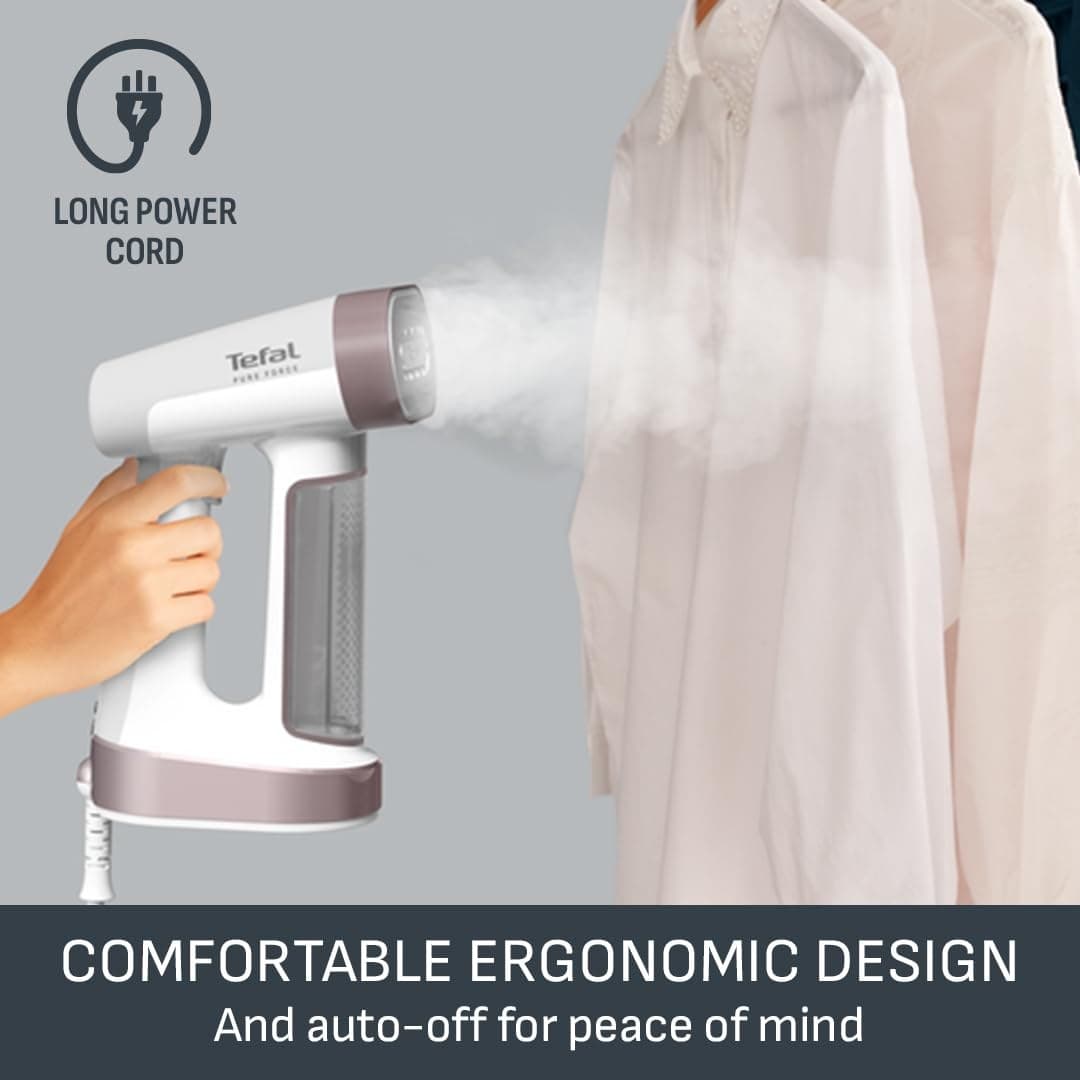Tefal PureForce 2-in-1 Handheld Clothes Steamer - Cinnamon Pink & Snow White - Image 8