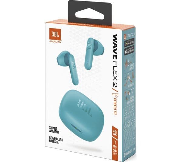 JBL Wave Flex 2 Wireless Bluetooth Earbuds - Blue - Image 3