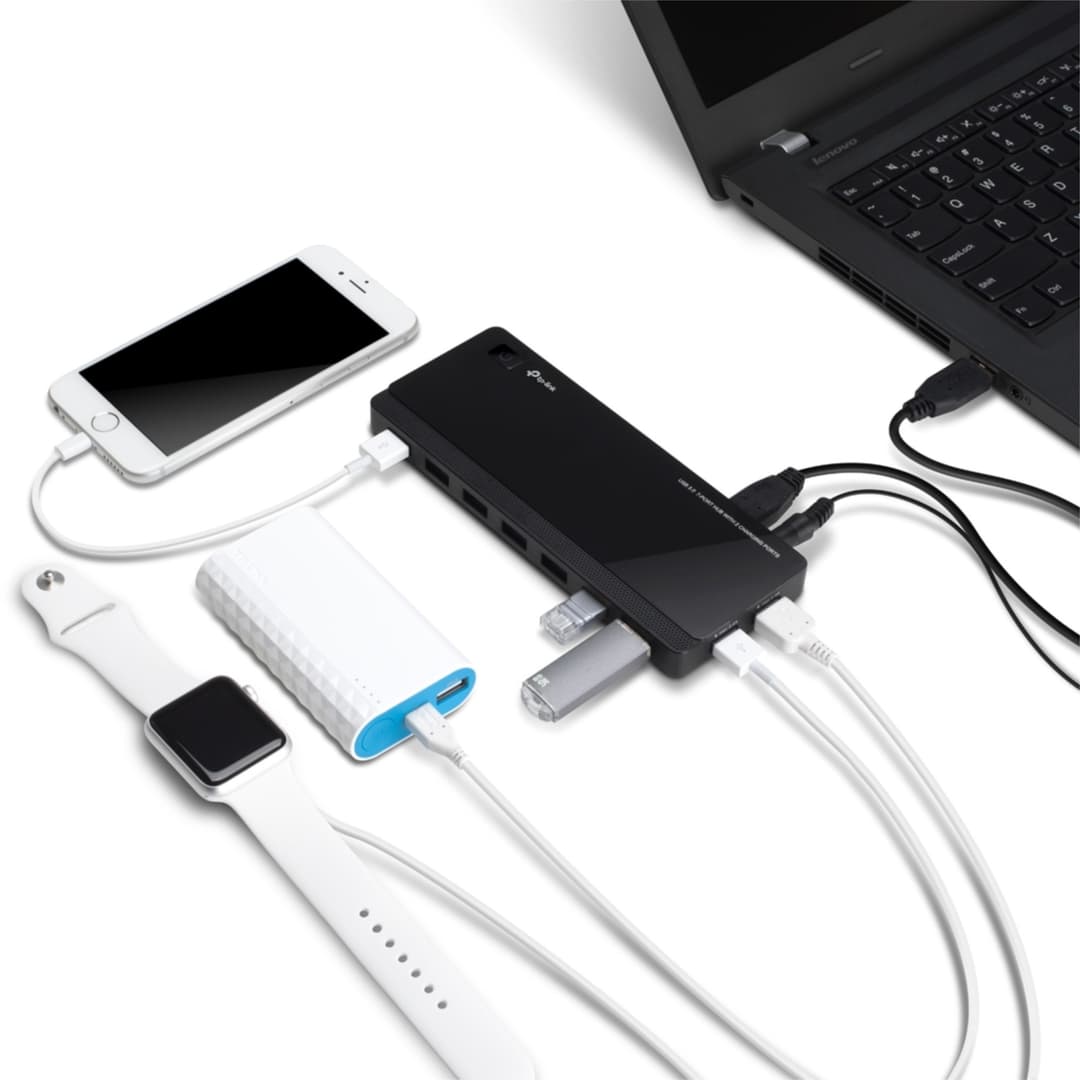 TP-Link UH720 7-Port USB 3.0 Hub with 2 Charging Ports - Black - Image 5