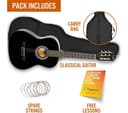 3RD AVENUE Full Size 4/4 Classical Guitar Bundle - Black thumbnail 3