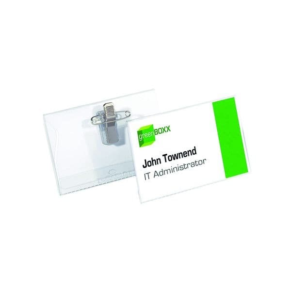 Durable Name Badge With Combi Clip 54x90mm Pack of 50 Clear 8101/19