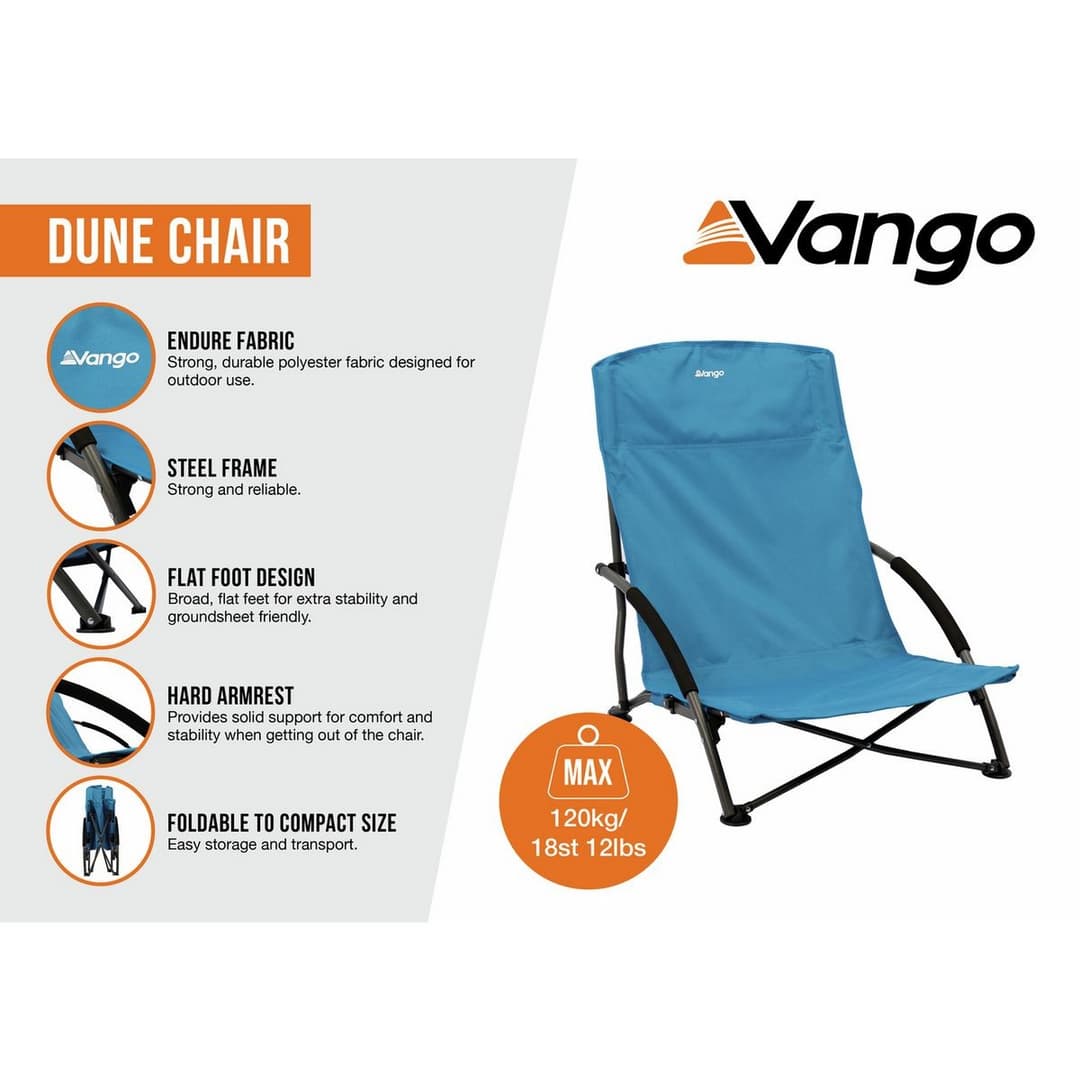 Vango Dune Folding Beach Chair - Blue - Image 3