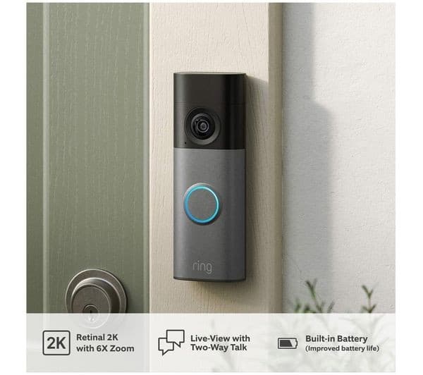 Ring Battery Video Doorbell 2K (2nd Gen) Wireless Doorbell Camera with Retinal 2K, Two-Way Talk - Black - Image 2