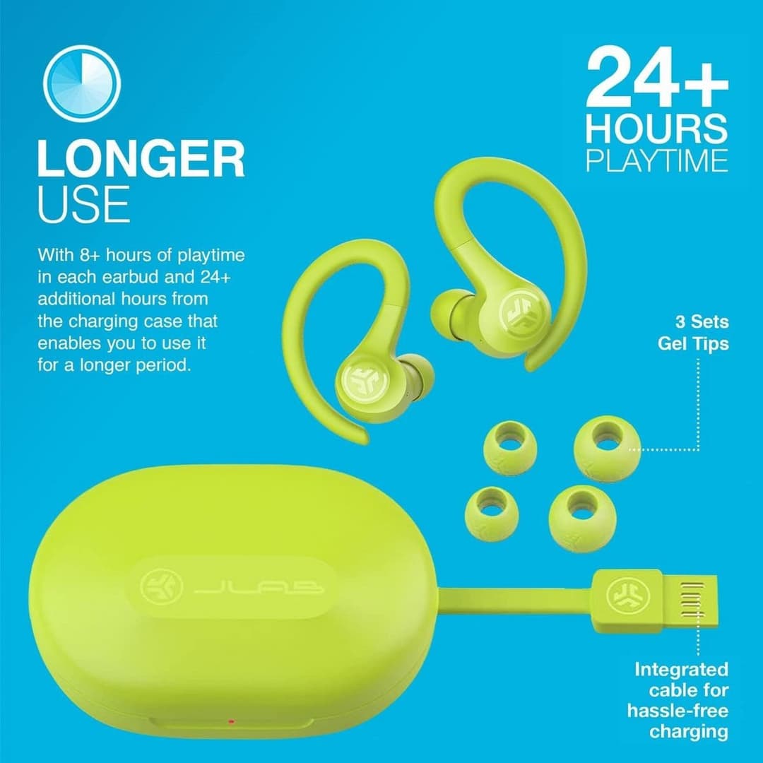 JLab GO Air Sport True Wireless Earbuds – Neon Yellow - Image 8