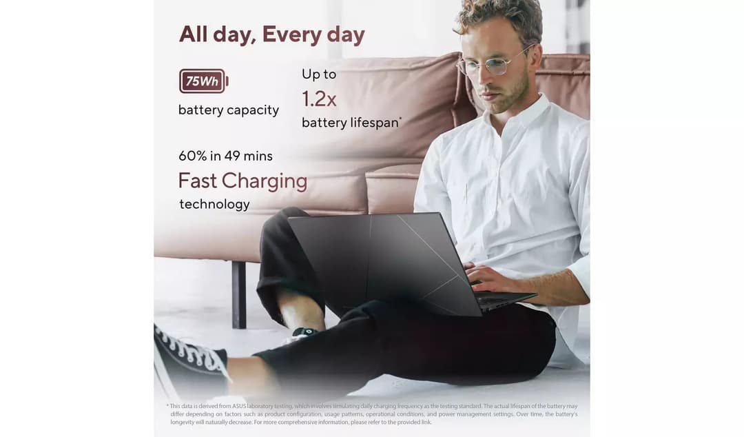 ASUS Zenbook 14 OLED 14 Inch Ryzen AI 7 445 16GB 1TB Laptop UM3406GA-QD004W - Silver - Image 7