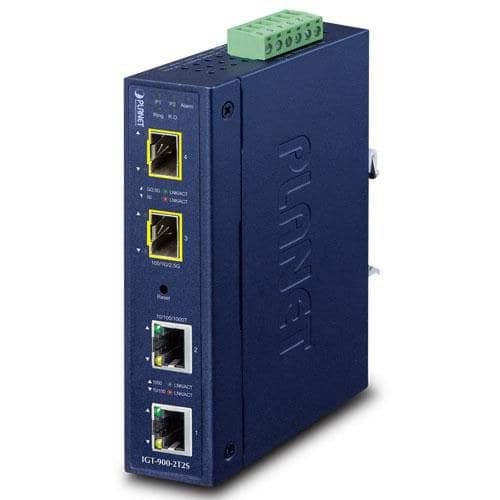 PLANET Industrial 2-Port 10/100/1000T + 2-Port 100/1000/2500X SFP Managed Media Converter