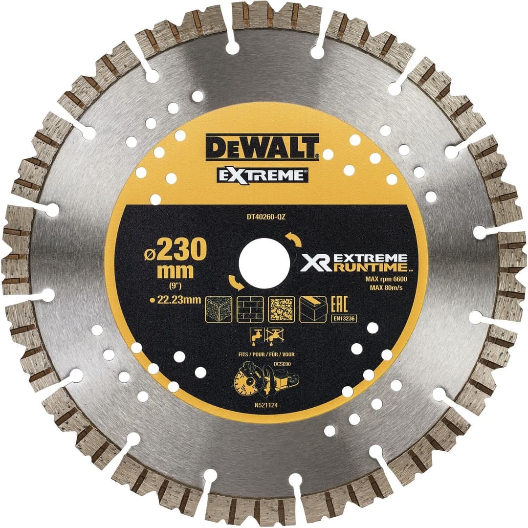 DEWALT Segmented All Purpose Diamond Wheel 230mm DT40260-QZ - Black/Yellow - Image 1