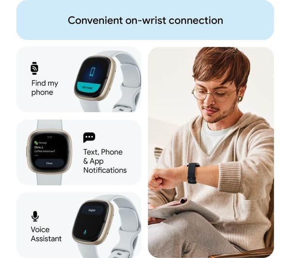 Fitbit Sense 2 Smartwatch - Blue Mist/Soft Gold - Image 3
