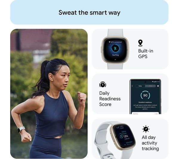 Fitbit Sense 2 Smartwatch - Blue Mist/Soft Gold - Image 4