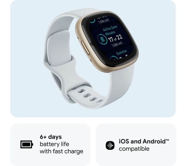 Fitbit Sense 2 Smartwatch - Blue Mist/Soft Gold - Image 7