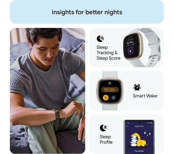 Fitbit Sense 2 Smartwatch - Blue Mist/Soft Gold - Image 8