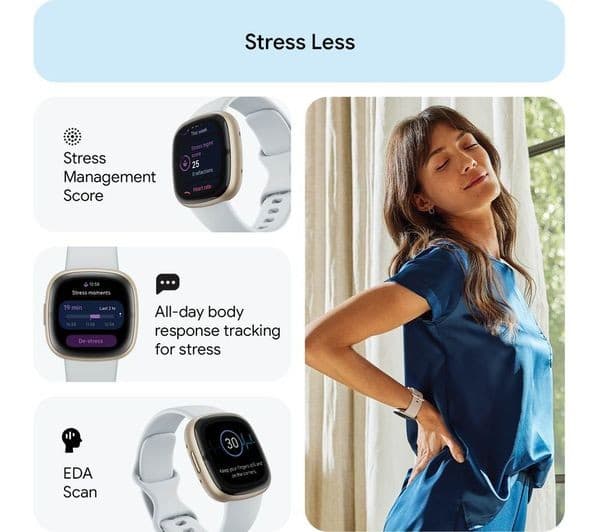Fitbit Sense 2 Smartwatch - Blue Mist/Soft Gold - Image 9