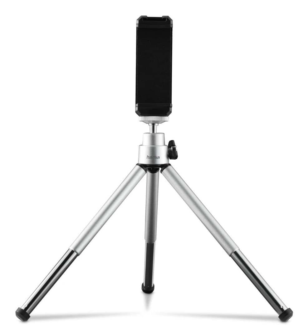 Hama Fancy 2in1 Mini Tripod for Mobile Phone & Camera (¼), Travel Tripod, 16cm, silver - Image 1
