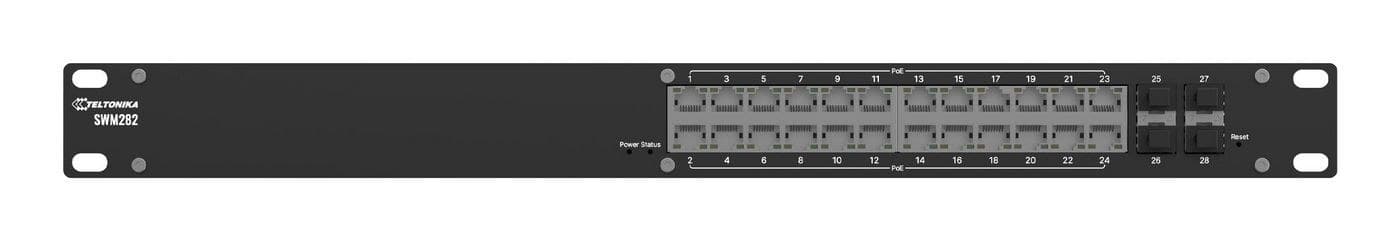 Teltonika SWM280 24-Port Gigabit PoE+ Managed Rack Switch with 4x SFP, 300W