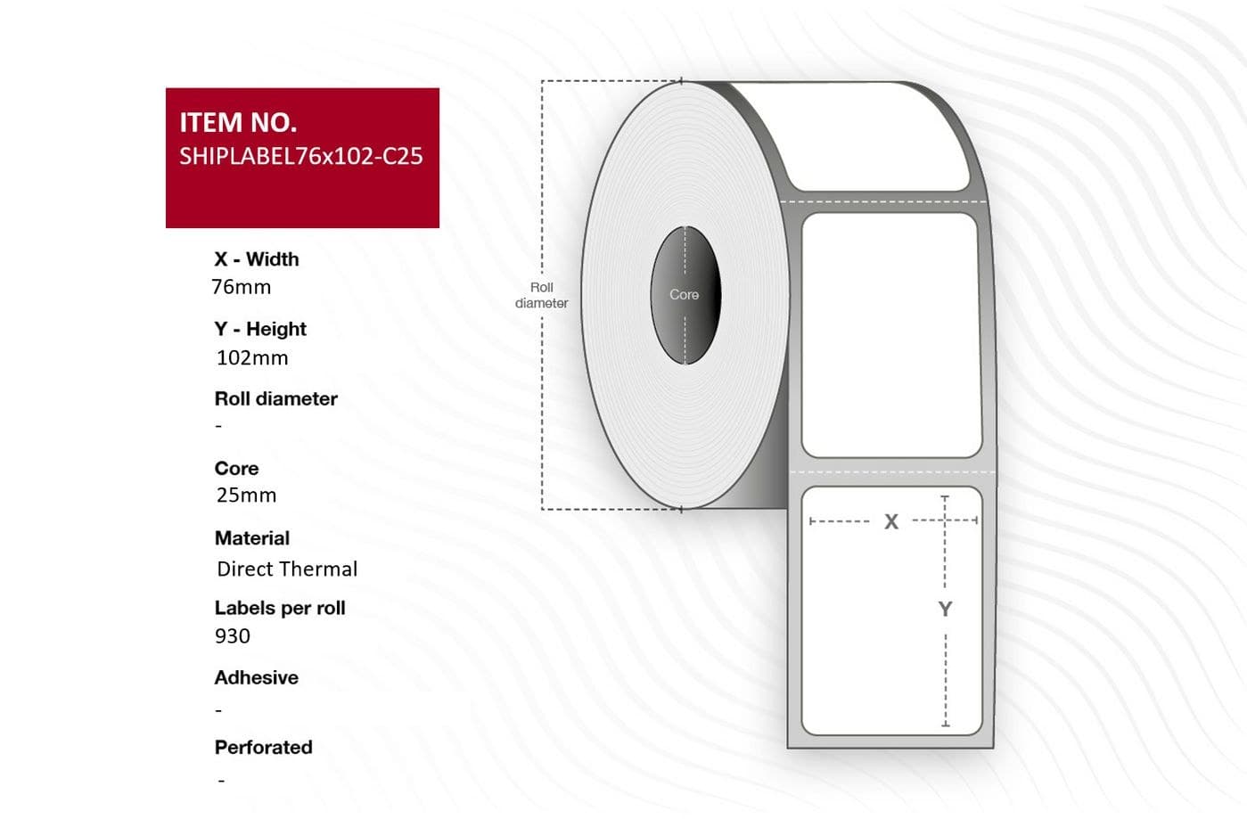Capture Direct Thermal Shipping Labels 76 x 102mm, 25mm Core, 930 per Roll (12 Rolls)