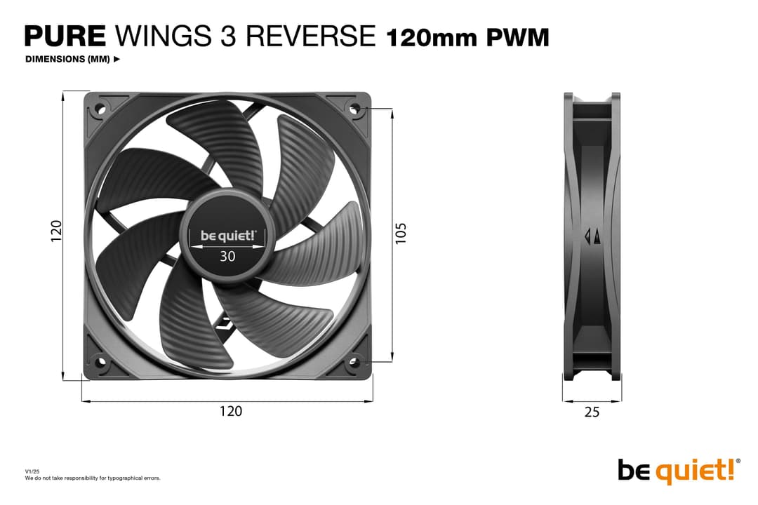 be quiet! Pure Wings 3 120mm | PWM Reverse Triple-Pack Computer case Fan 12 cm Black 3 pc(s) - Image 4