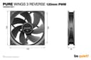 be quiet! Pure Wings 3 120mm | PWM Reverse Triple-Pack Computer case Fan 12 cm Black 3 pc(s) thumbnail 4
