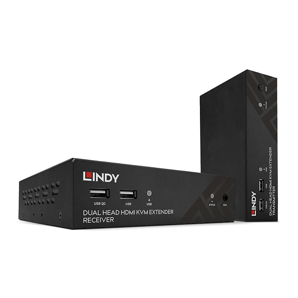 Lindy 100m Cat.6 Dual Head HDMI, USB & RS-232 HDBaseT KVM Extender, Transmitter & Receiver