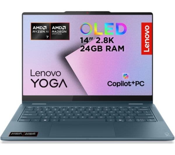 LENOVO Yoga 7 14" 2-in-1 AMD Ryzen AI 7 24GB 1TB Tidal Teal - Image 1