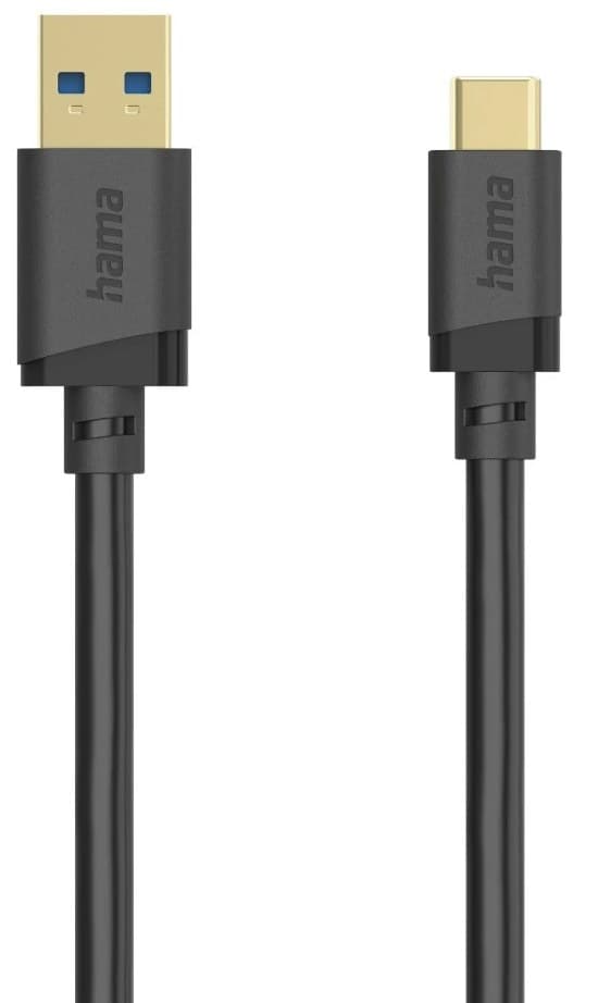 Hama USB-A to USB-C Cable, USB 3.2 Gen 1, 5 Gbit/s, Black - 1.5m - Image 1