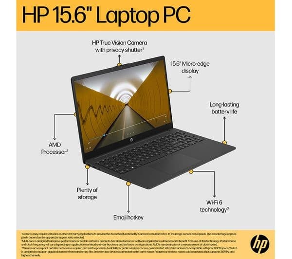HP 15-fc0525sa 15.6" Laptop - AMD Ryzen 7, 512 GB SSD, Black - Image 2
