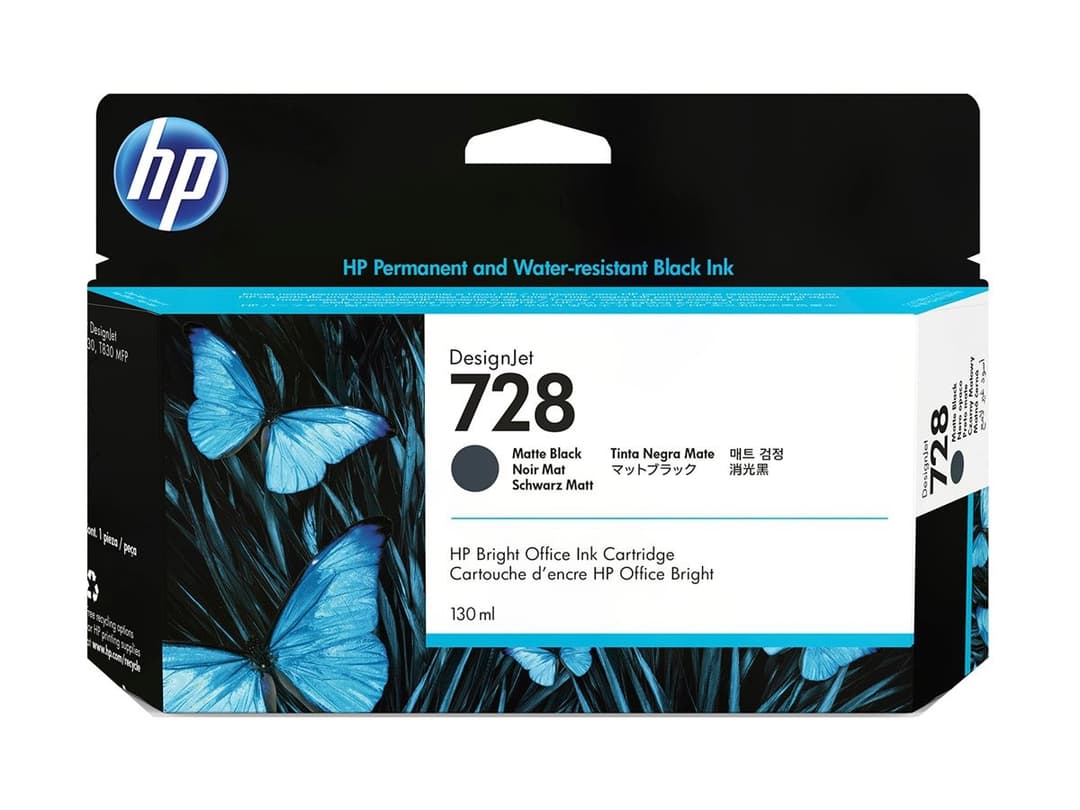 HP 728 Original DesignJet Ink Cartridge 130ml - Matte Black - Image 1