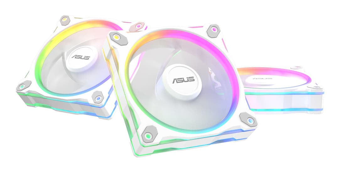 ASUS Prime MR120 ARGB 120mm PWM PC Fan - White 3-Pack - Image 1