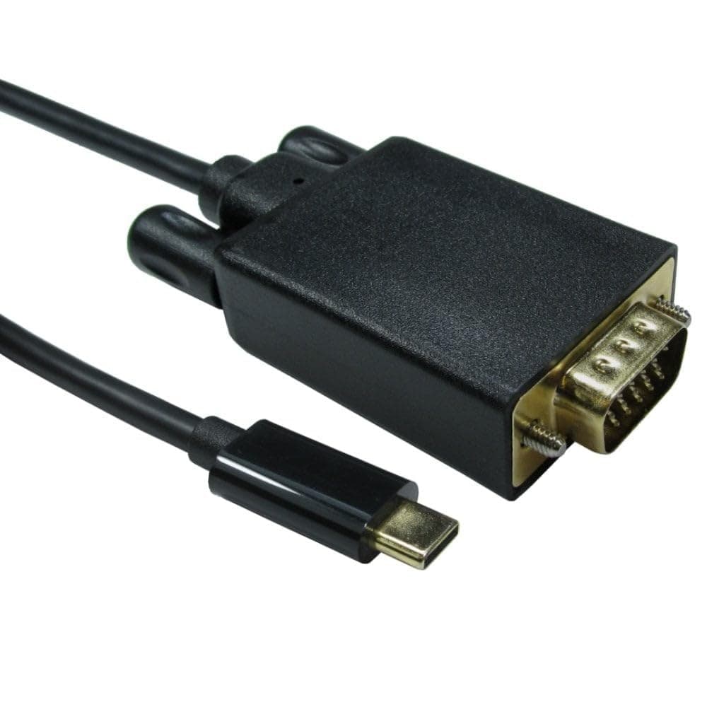 USB-C to VGA 1080P 60HZ 1 Meter Black Data Cable - Image 1