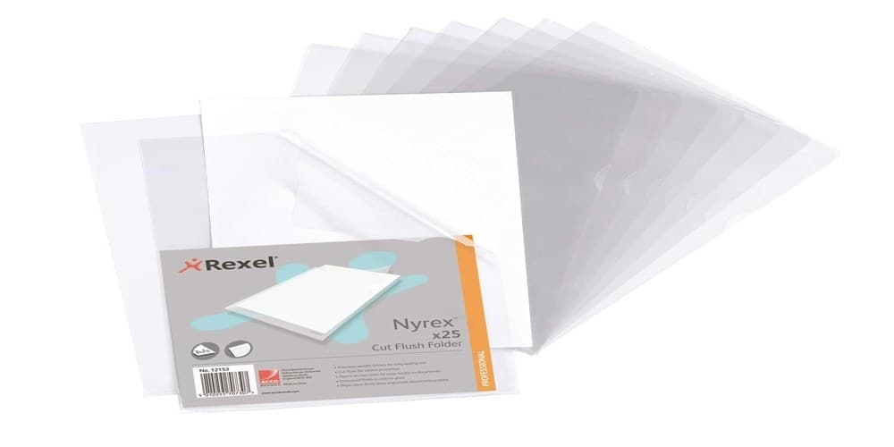 Rexel Nyrex™ A4 Cut Flush Folders Clear (25) - Image 1
