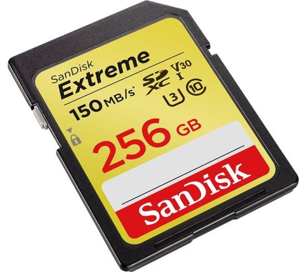 SanDisk Extreme SD UHS-I U3 V30 Class 10 Memory Card, Black - 256GB