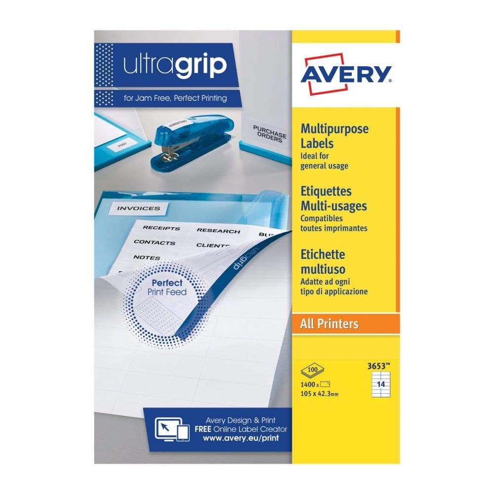 Avery 3653 Multipurpose Labels 100 sheets - 14 Label per Sheet - Image 1