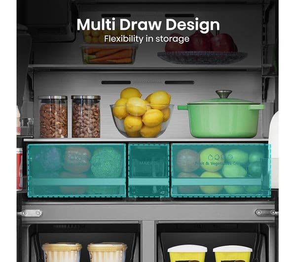 HISENSE PureFlat RQ760N4SBFE American-Style Smart Fridge Freezer - Black Stainless Steel - Image 8