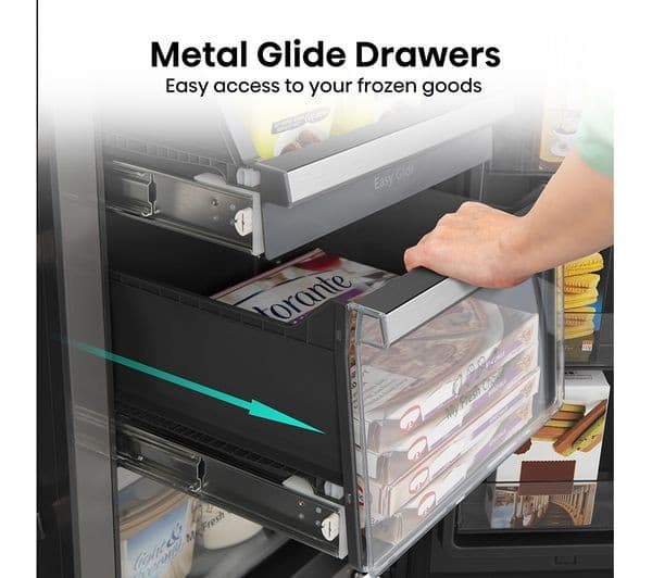 HISENSE PureFlat RQ760N4SBFE American-Style Smart Fridge Freezer - Black Stainless Steel - Image 10