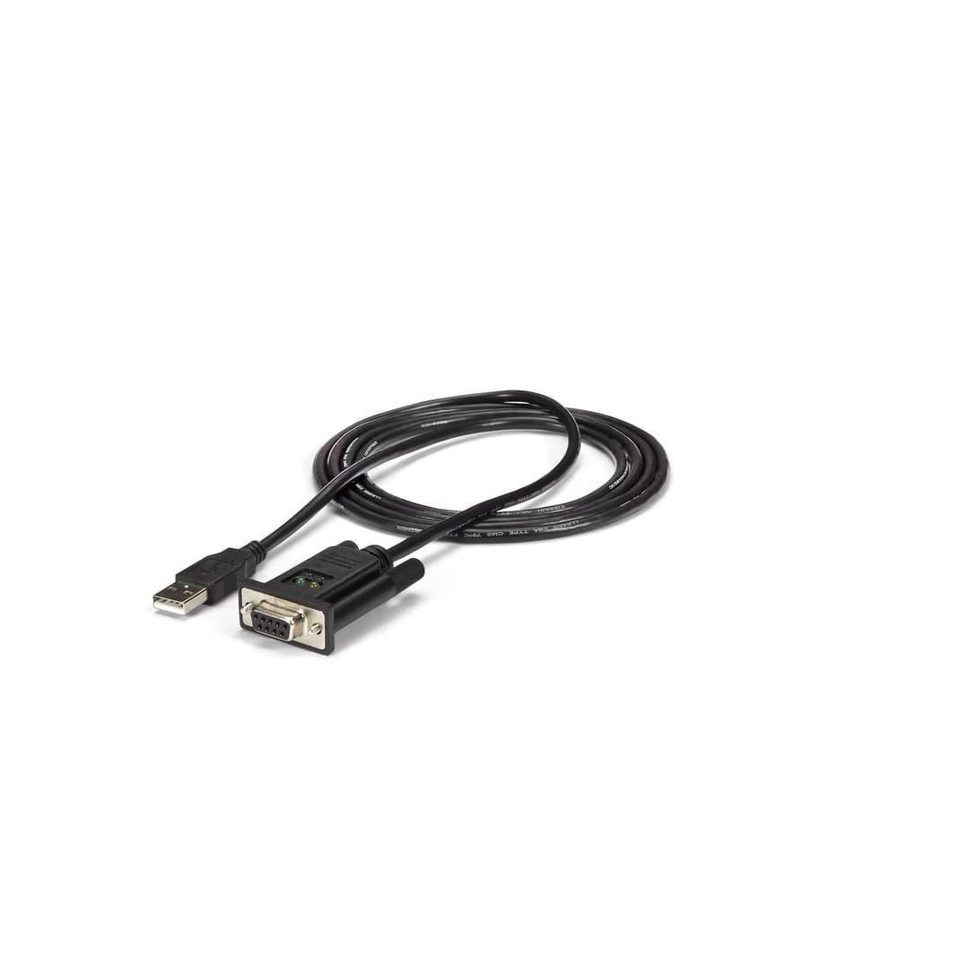 StarTech.com 6ft (1.8m) 1-Port USB to Serial RS232 Adapter, FTDI DB9 Serial DCE Adapter Cable, Null Modem, USB 2.0 - TAA - Image 1
