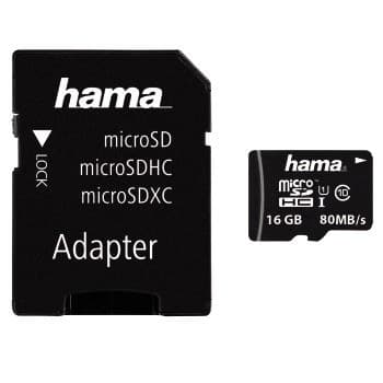 Hama microSD UHS-I Class 10 Memory Card with SD Adapter - 16GB - Image 1
