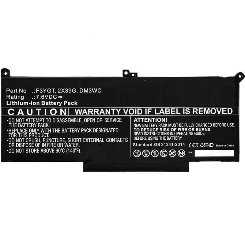 CoreParts MBXDE-BA0142 Laptop Battery for Dell Latitude 7280/7290/7390/7480, 44Wh 5800mAh 7.6V 4-Cell (F3YGT, 2X39G, DM3WC) - Image 1