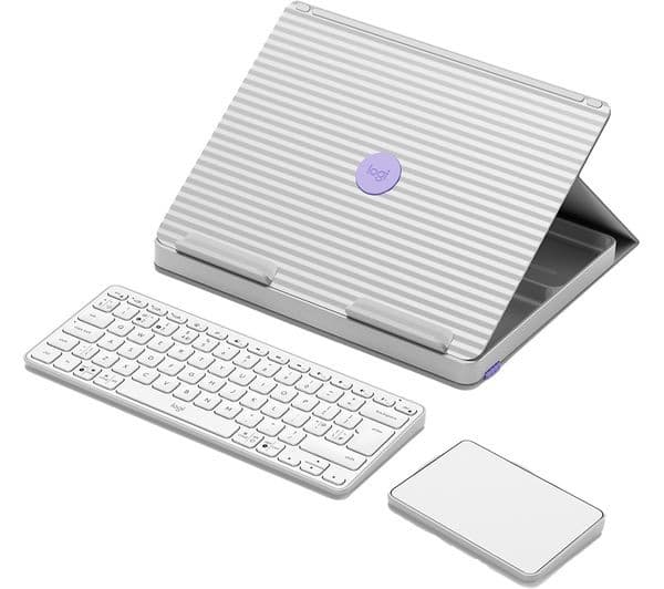 Logitech Casa Pop-Up Desk Wireless Keyboard & Touchpad Set - White - Image 1