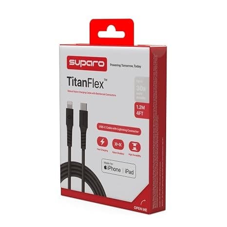 TitanFlex USB-C to Lightning Braided Fast Charging Cable 1.2M Black - Image 4