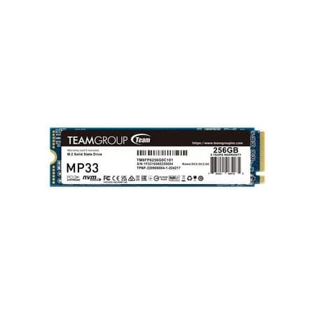 TEAMGROUP MP33 256GB SLC Cache 3D NAND TLC NVMe 1.3 PCIe Gen3x4 M.2 2280 Internal SSD R/W Speed up to 1600/1000 MB/s Laptop&PC Desktop TM8FP6256G0C101