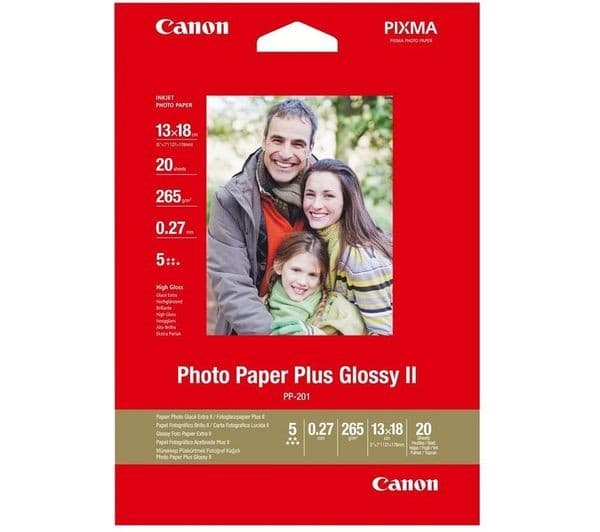 Canon Photo Paper Plus Glossy II PP-201 - photo paper - glossy - 20 sheet(s) - 130 x 180 mm - 260 g/m² - Image 1
