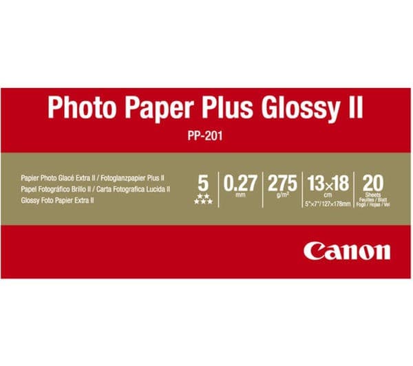 Canon Photo Paper Plus Glossy II PP-201 - photo paper - glossy - 20 sheet(s) - 130 x 180 mm - 260 g/m² - Image 3