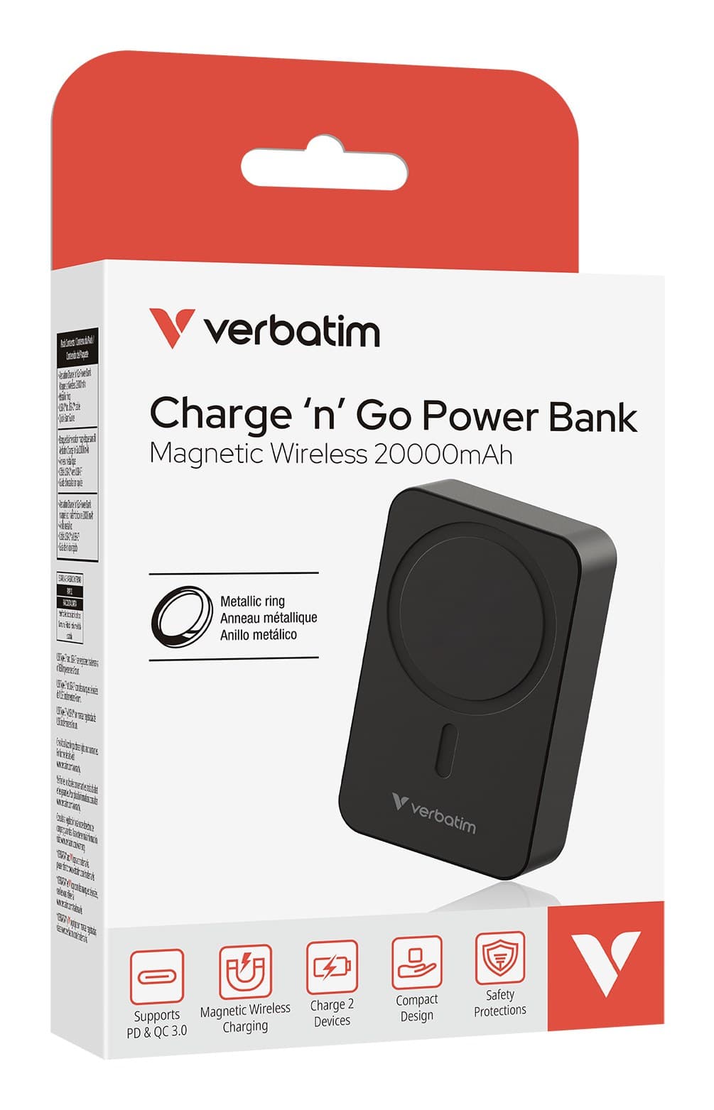Verbatim Charge 'n' Go Essentials Power Bank Magnetic Wireless 20000 mAh Black - Image 3