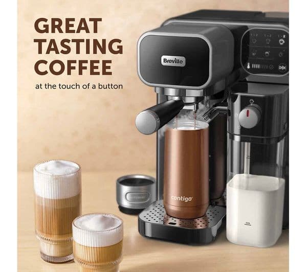 Breville Prima Latte Luxe VCF166 Coffee Machine Black & Silver - Image 2