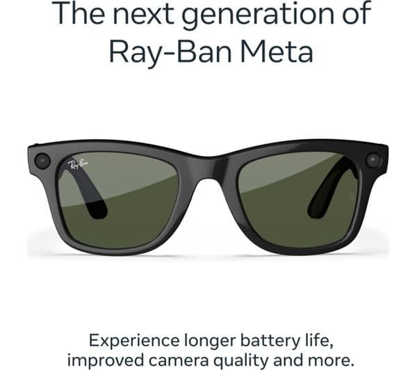 RAY-BAN Meta Wayfarer (Gen 2) Glasses - Shiny Black with Green Lenses - Image 7