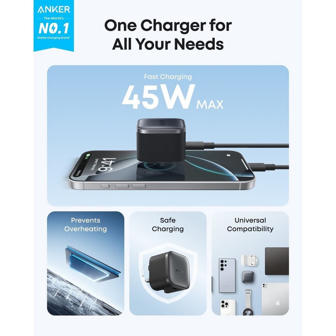 Anker 45W USB-C Nano Charger - Black - Image 3