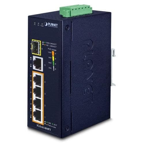 PLANET IP40 Industrial 4-Port 10/100/1000T + 1-Port 100/1000X SFP Gigabit Ethernet Switch