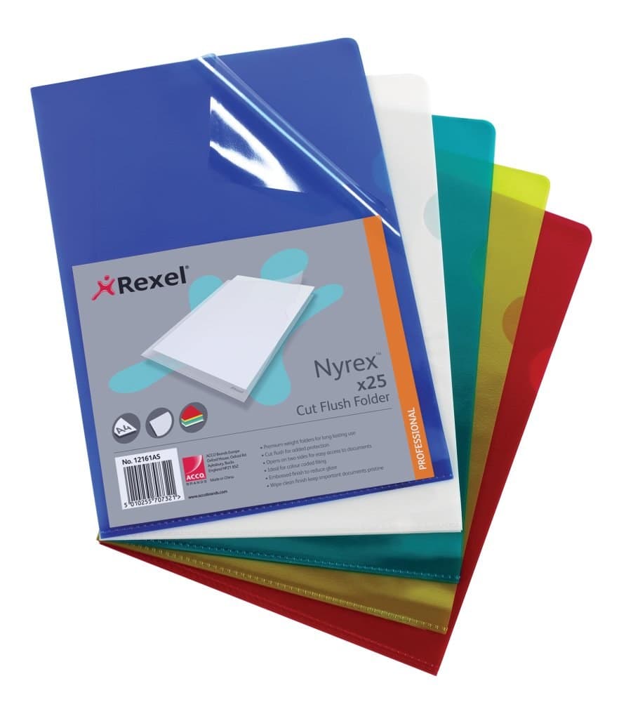 Rexel Nyrex™ A4 Cut Flush Folders Assorted (25) - Image 2