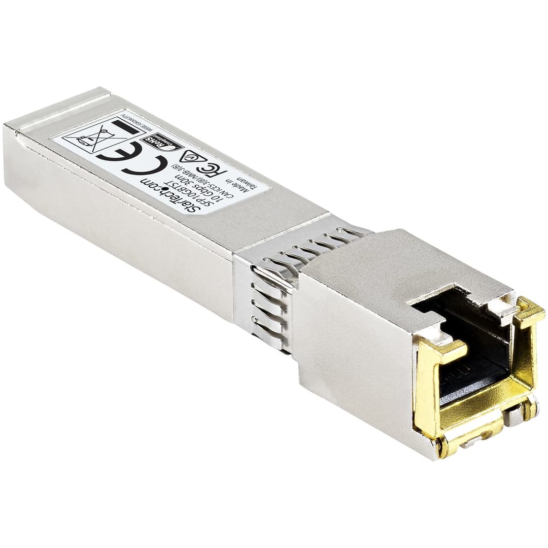StarTech.com MSA Compliant Uncoded SFP+ Transceiver Module - 10GBASE-T - SFP to RJ45 Cat6/Cat5e Copper - 10GE Gigabit Ethernet SFP+ - RJ-45 30m (SFP10GBTST) - Image 2