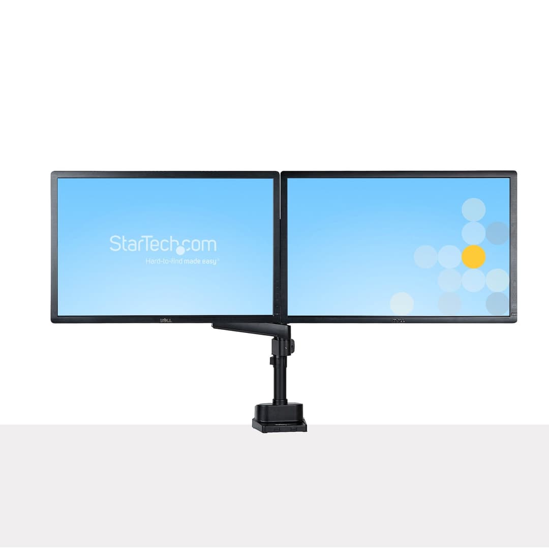 StarTech.com Desk Mount Dual Monitor Arm, Full Motion Monitor Mount for 2x VESA Displays up to 32" (17.6lb/8kg), Height Adjustable, Clamp/Grommet Mount, Mechanical Spring - Image 3