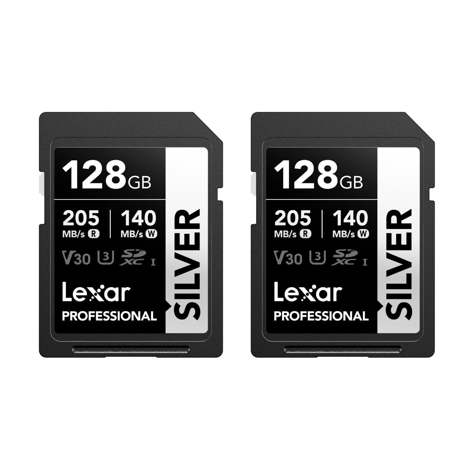 Lexar Professional SILVER SDXC UHS-I Memory Card 128GB 2-Pack - Silver